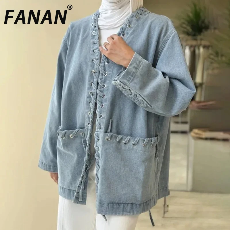 Уличная одежда FANAN, джинсовые пальто для женщин, кардиган с v-образным вырезом, длинные рукава, потертые куртки на шнурке, женская одежда, новинка осени 2023 г.
Уличная одежда FANAN, джинсовые пальто для женщин, кардиган с v-образным вырезом, длинные рукава, потертые куртки на шнурке, женская одежда, новинка осени 2023 г.