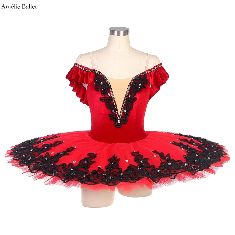 BLL501 Off Shoulder Red Velvet Bodice with Black Applique Decorated Pre-professional Ballet Tutu Girls & Women Perfofmance Tutu
BLL501 Off Shoulder Red Velvet Bodice with Black Applique Decorated Pre-professional Ballet Tutu Girls & Women Perfofmance Tutu