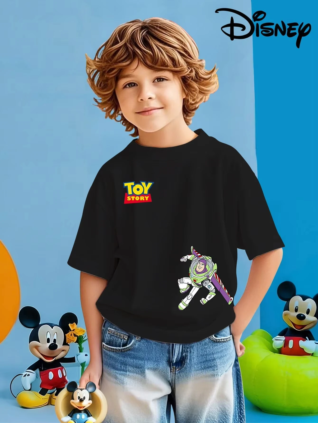 Хлопковая футболка Disney Toy Story Buzz Lightyear - желтая повседневная летняя футболка с принтом "TOY STREAM", короткий рукав
Хлопковая футболка Disney Toy Story Buzz Lightyear - желтая повседневная летняя футболка с принтом "TOY STREAM", короткий рукав
