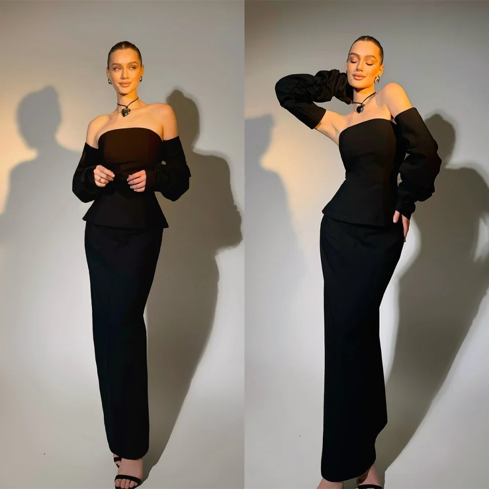 Customized Graceful Black Jersey Evening Dress Exquisite Strapless Off the Shoulder Long Sleeves Zipper Back Homecoming Dress
Customized Graceful Black Jersey Evening Dress Exquisite Strapless Off the Shoulder Long Sleeves Zipper Back Homecoming Dress
