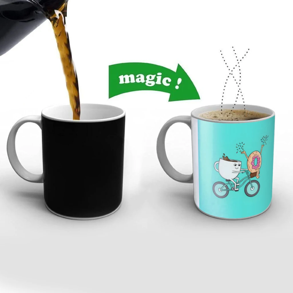 Coffee donut and bike Creativity Change Color Chang mug Ceramic mug Hot Coffee Cup Breakfast Cup Mug Friend Gift
Coffee donut and bike Creativity Change Color Chang mug Ceramic mug Hot Coffee Cup Breakfast Cup Mug Friend Gift