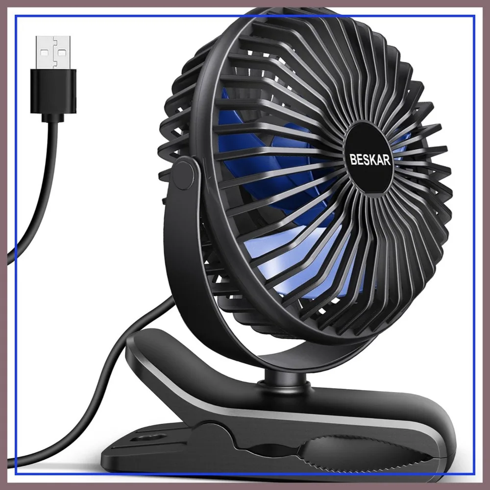 USB Clip on Fan, Portable Small Fan with Cord Powered, 3 Speeds Strong Airflow, Sturdy Clamp, Quiet Desk Fan
USB Clip on Fan, Portable Small Fan with Cord Powered, 3 Speeds Strong Airflow, Sturdy Clamp, Quiet Desk Fan