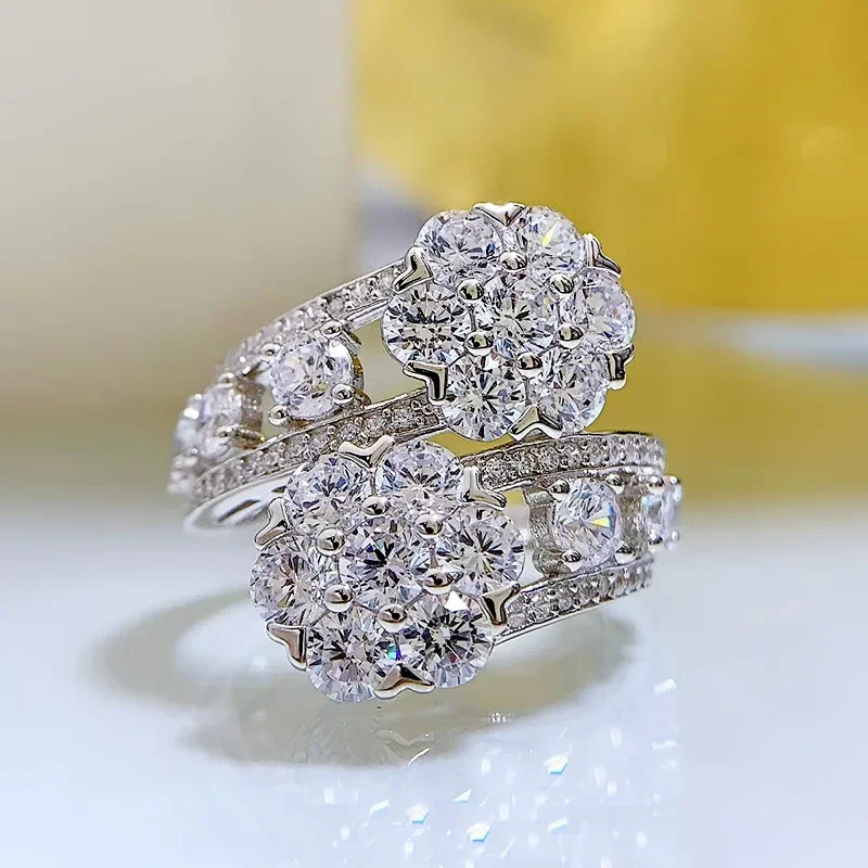 SpringLady 925 Sterling Silver Sparkling Full High Carbon Diamond Flowers Rings For Women Wedding party Fine Jewelry
SpringLady 925 Sterling Silver Sparkling Full High Carbon Diamond Flowers Rings For Women Wedding party Fine Jewelry