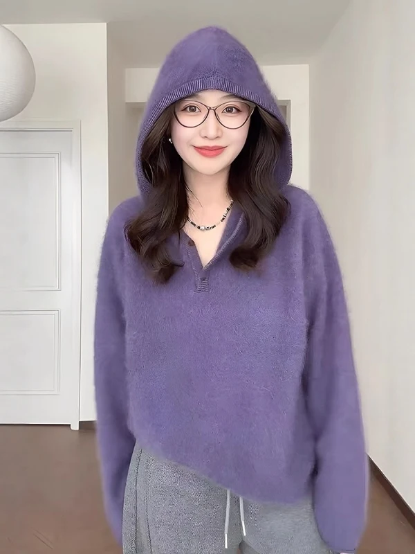 Soft Cozy Purple Hoodie Women's 2026 New Spring High-End Knitted Top Inner And Outer Wear Loose Fit Long Sleeve Thermal
Soft Cozy Purple Hoodie Women's 2026 New Spring High-End Knitted Top Inner And Outer Wear Loose Fit Long Sleeve Thermal
