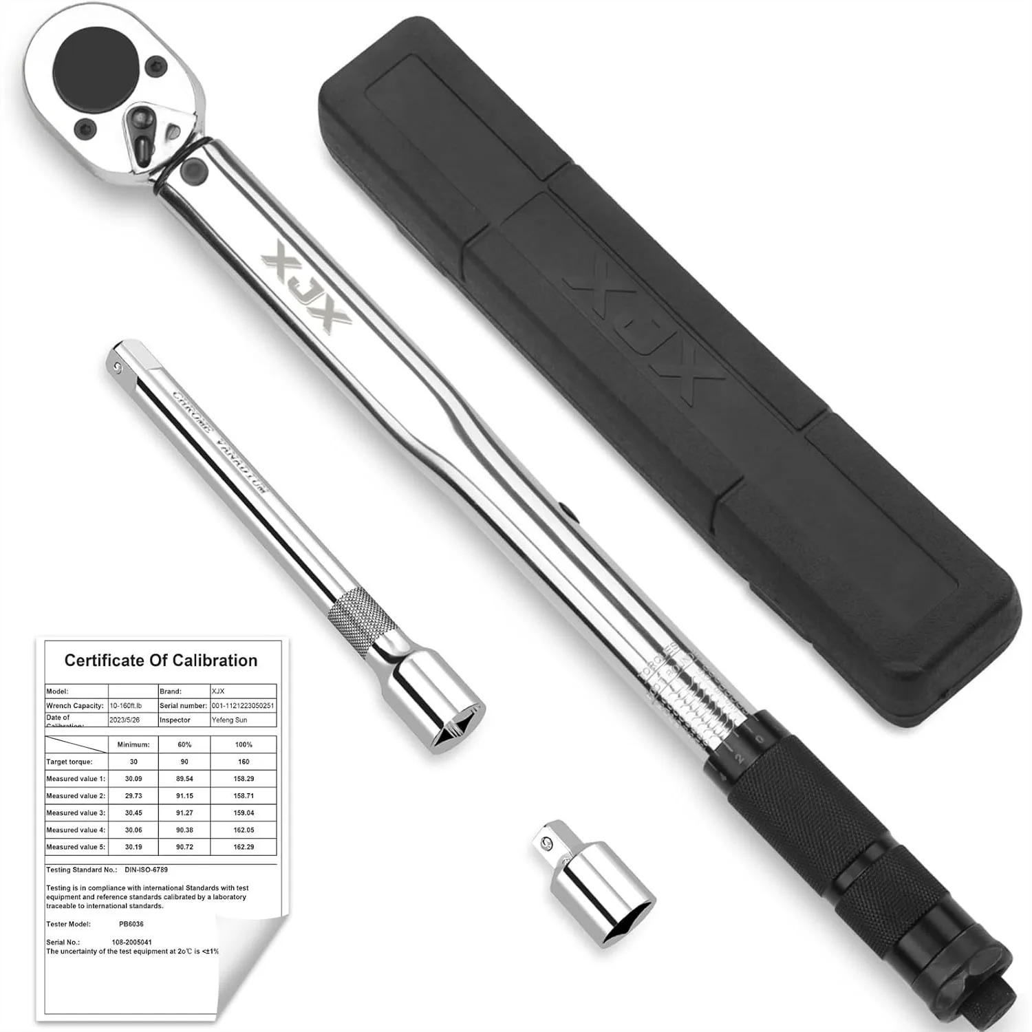 1/2-Inch Drive Click Torque Wrench Set 10-160FT-LB 13.6-217.1Nm With Extension Bar And Adapter For Automotive And Bike Repair
1/2-Inch Drive Click Torque Wrench Set 10-160FT-LB 13.6-217.1Nm With Extension Bar And Adapter For Automotive And Bike Repair