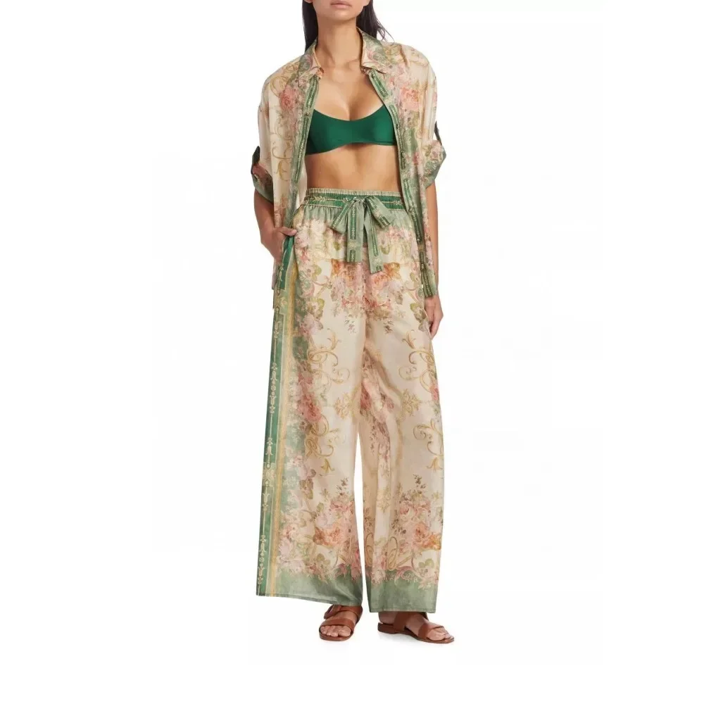 2024 New Australian niche spring/summer new trendy vacation style green retro printed shirt+pants set two-piece set
2024 New Australian niche spring/summer new trendy vacation style green retro printed shirt+pants set two-piece set