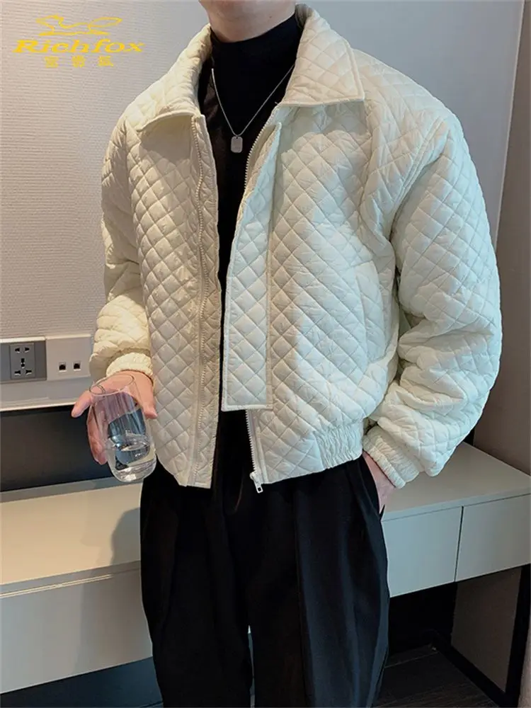 Autumn Winter Cotton Jacket Men Korean Style Quilted Diamond Pattern Loose Fit Casual Trendy Workwear Thick Warm Outerwear Tops
Autumn Winter Cotton Jacket Men Korean Style Quilted Diamond Pattern Loose Fit Casual Trendy Workwear Thick Warm Outerwear Tops