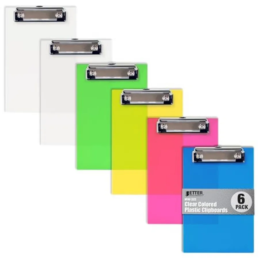 Mini Clipboards 6 Pack,Plastic, Low Profile Clips, Assorted Translucent Colors, Durable, A6 Memo Size, 5.3" x 8",
Mini Clipboards 6 Pack,Plastic, Low Profile Clips, Assorted Translucent Colors, Durable, A6 Memo Size, 5.3" x 8",