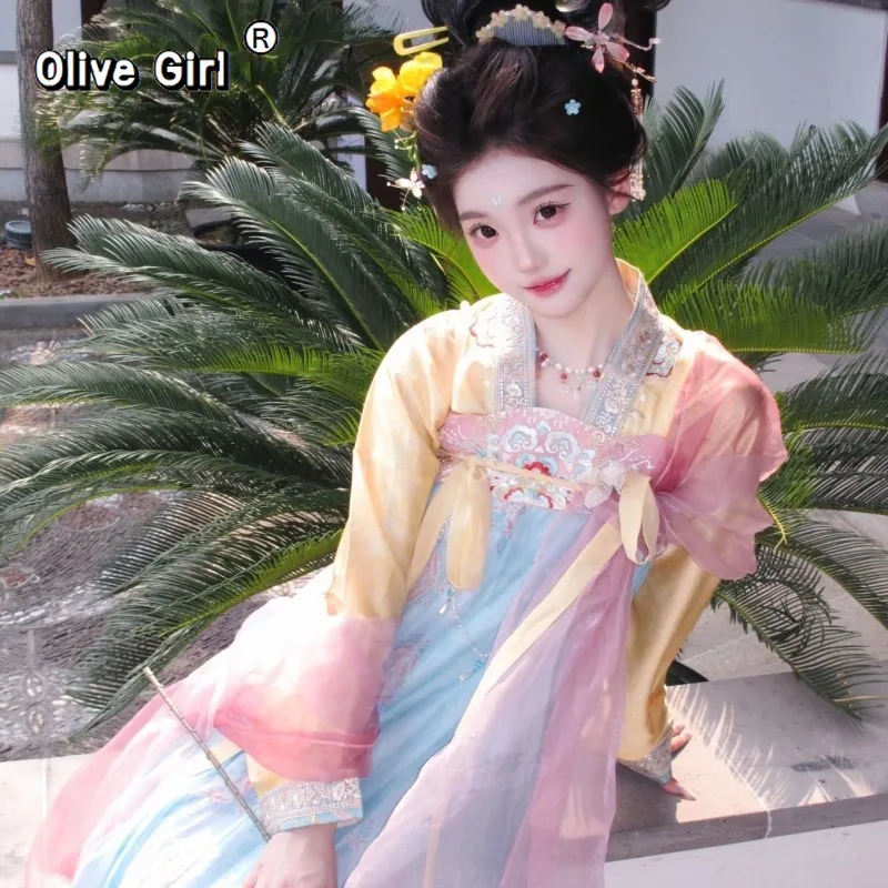 Платье Olivegirl Hanfu в стиле Тан с высоким воротником, широкими рукавами, вышивкой и аппликациями, оригинальный летний комплект, женская одежда для косплея
Платье Olivegirl Hanfu в стиле Тан с высоким воротником, широкими рукавами, вышивкой и аппликациями, оригинальный летний комплект, женская одежда для косплея