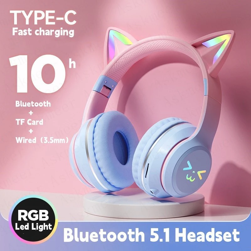 Gradient Color Cat Ear Headset Bluetooth Headset Over-Ear Headphones Light-Emitting Game Headphones Table Laptop Mini Pc Gift
Gradient Color Cat Ear Headset Bluetooth Headset Over-Ear Headphones Light-Emitting Game Headphones Table Laptop Mini Pc Gift