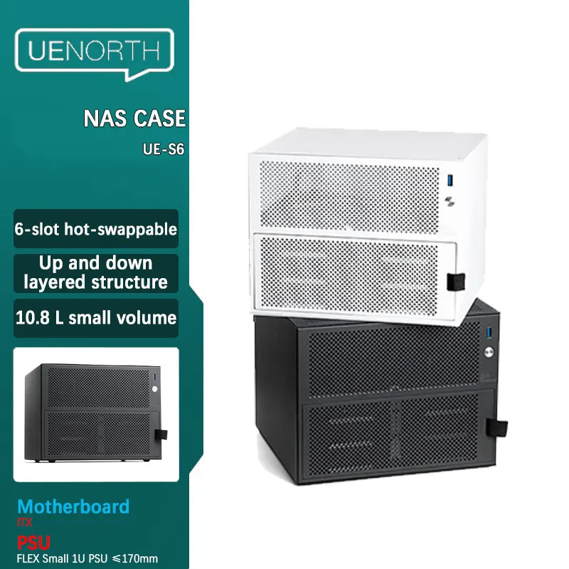 UENORTH UE-S6 шестислотовое NAS-шасси itx, материнская плата, настольный сервер для хранения «сделай сам», небольшой чехол с объединительной платой, поддерживает горячую смену
UENORTH UE-S6 шестислотовое NAS-шасси itx, материнская плата, настольный сервер для хранения «сделай сам», небольшой чехол с объединительной платой, поддерживает горячую смену