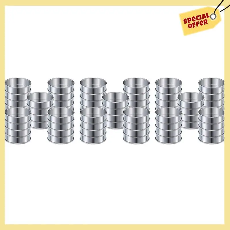 -BABQ 4 Inch Muffin Ring Crumpet Rings, Set Of 60 Stainless Steel Muffin Rings Moulds Double Rolled Tart Rings Round Tart Ring
-BABQ 4 Inch Muffin Ring Crumpet Rings, Set Of 60 Stainless Steel Muffin Rings Moulds Double Rolled Tart Rings Round Tart Ring