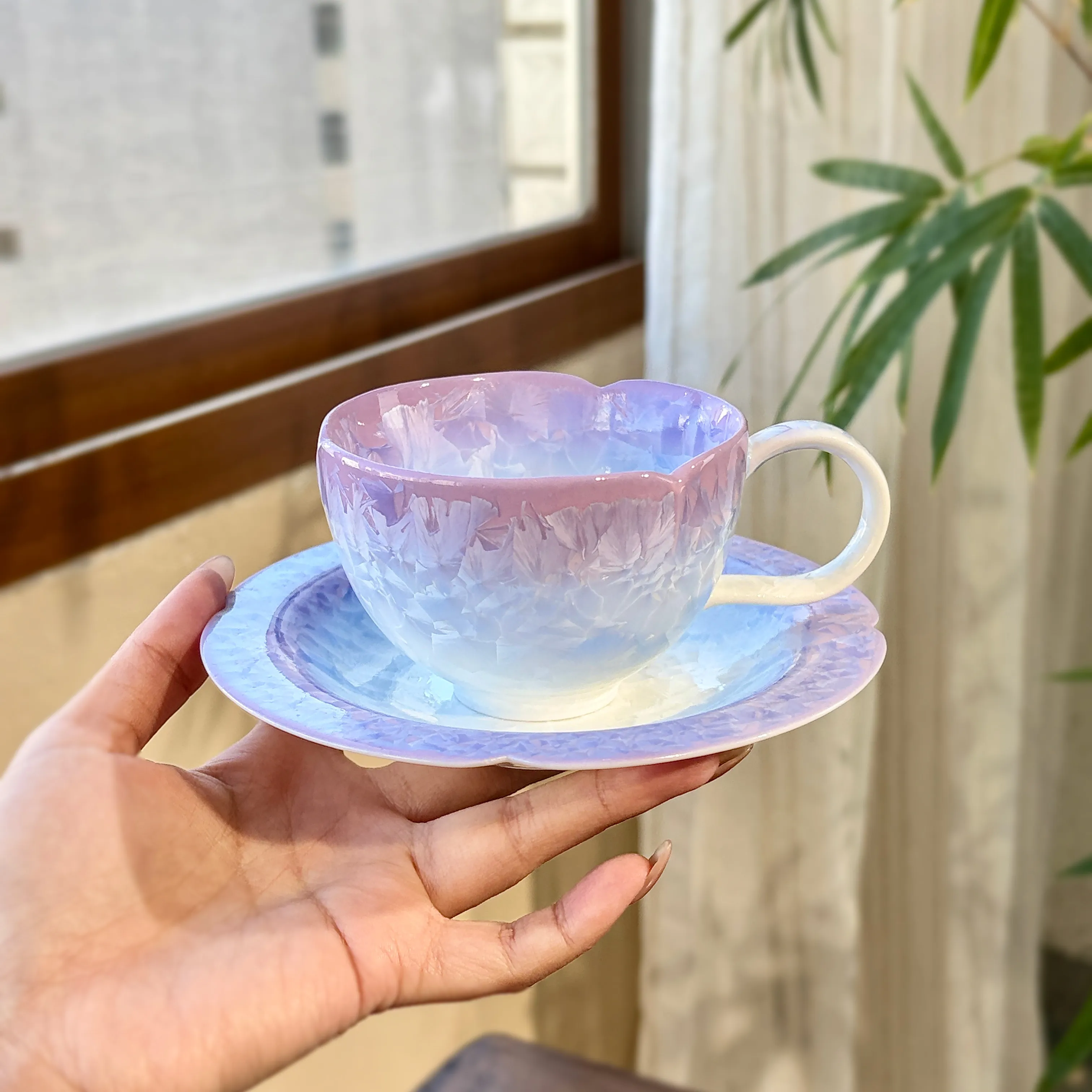 150/180ml Gradient Purple Coffee Cup Set Kiln Transformed Crystalline Glaze Ceramic Household Afternoon Tea Water Cup Plate Sets
150/180ml Gradient Purple Coffee Cup Set Kiln Transformed Crystalline Glaze Ceramic Household Afternoon Tea Water Cup Plate Sets