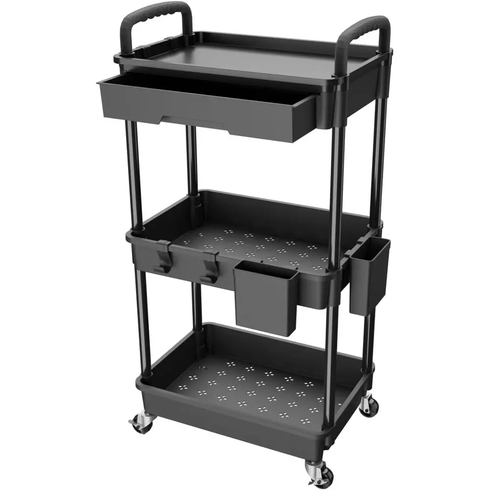 3 Tier Rolling Utility Cart, Multifunctional Storage Organizer for Kitchen, Bathroom, Living Room, Office (Black)
3 Tier Rolling Utility Cart, Multifunctional Storage Organizer for Kitchen, Bathroom, Living Room, Office (Black)