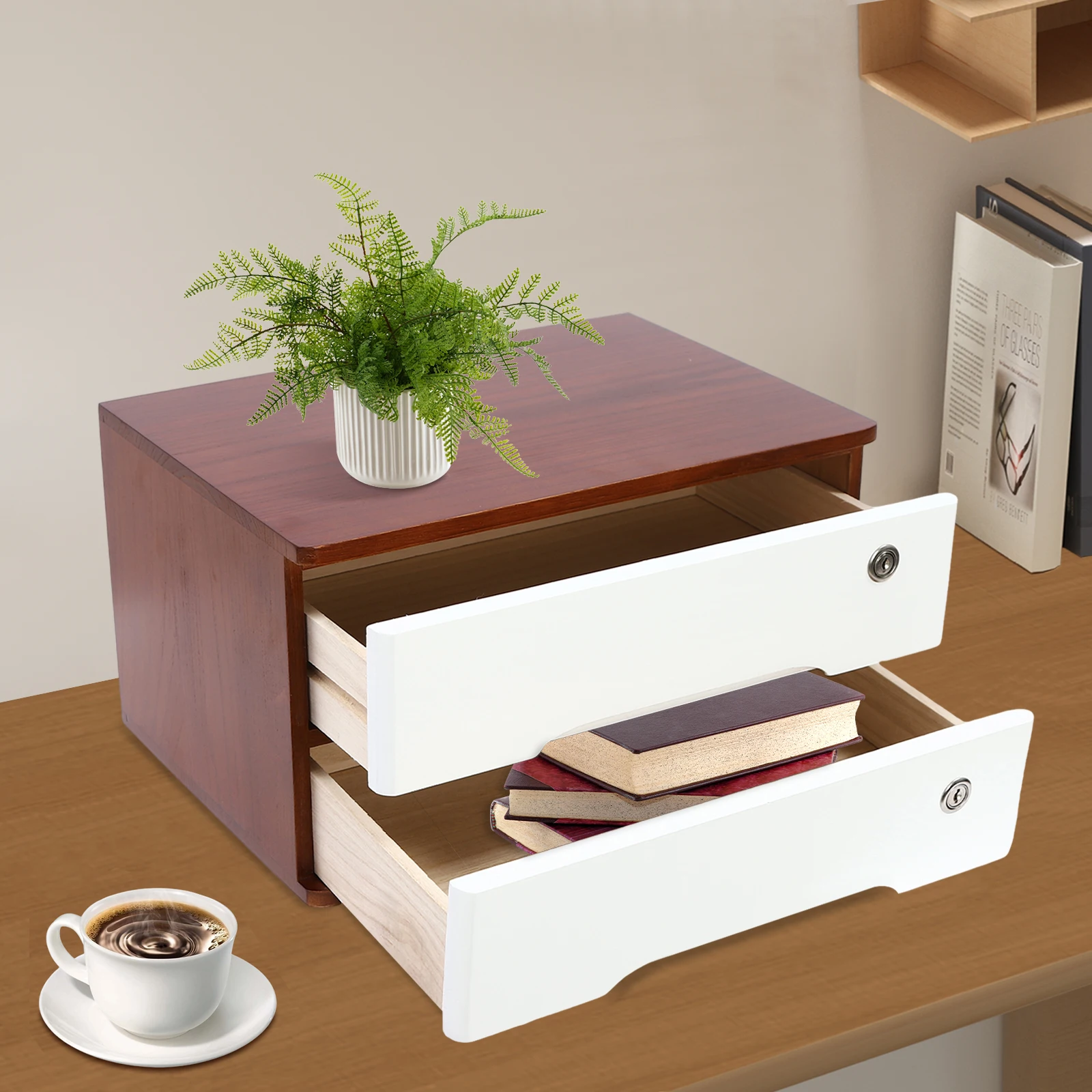 2 Layers Tung Wood Desktop Storage Box Desktop Desktop Storage Box with Lockable Drawers
2 Layers Tung Wood Desktop Storage Box Desktop Desktop Storage Box with Lockable Drawers
