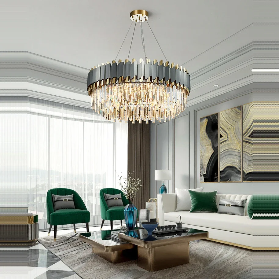 LED Art Deco Black Golden Stainless Steel Crystal Chandelier Hanging Lamp Lighting Lustre Chandelier Lighting Fixture For Foyer
LED Art Deco Black Golden Stainless Steel Crystal Chandelier Hanging Lamp Lighting Lustre Chandelier Lighting Fixture For Foyer