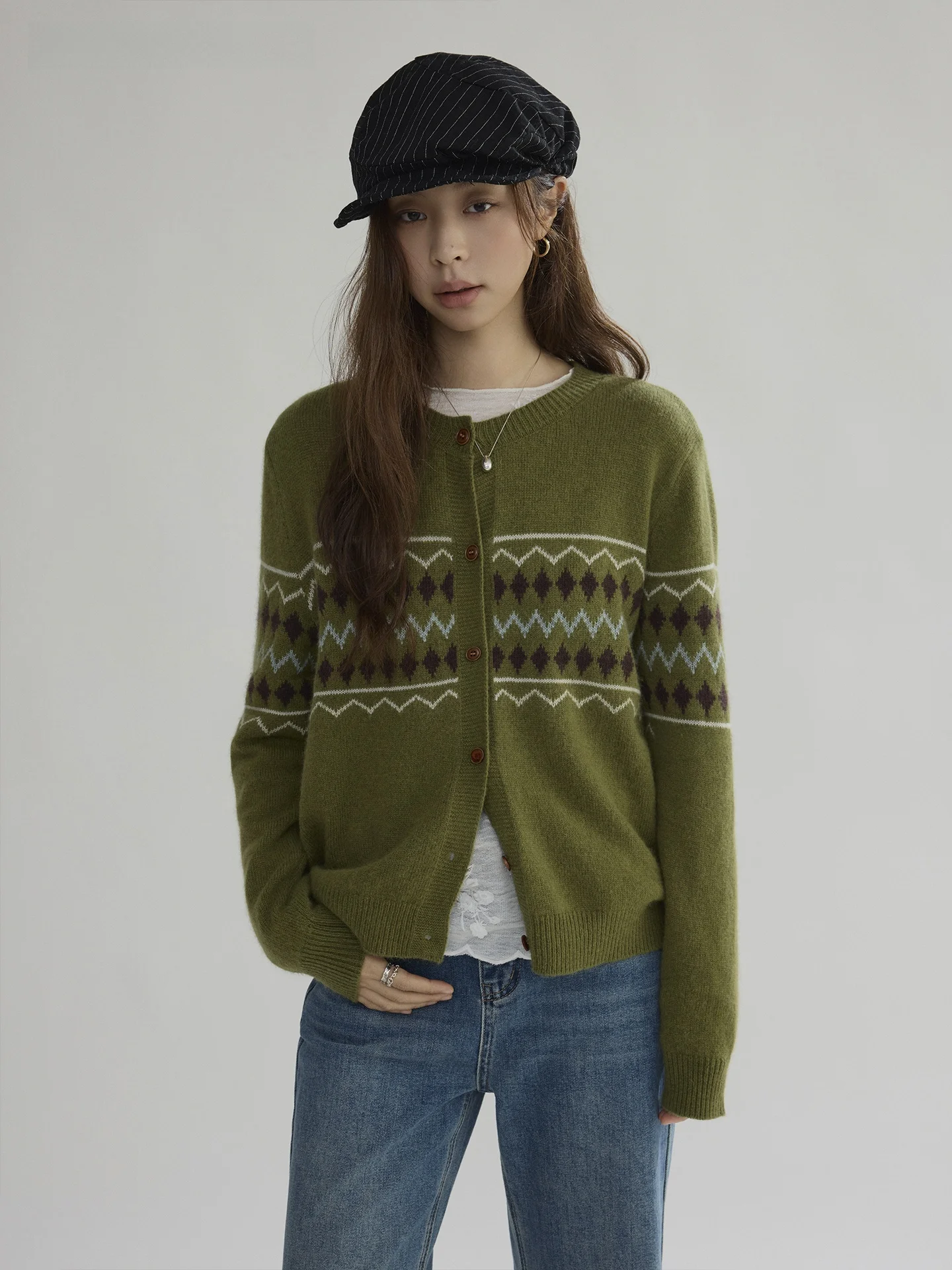 Joli Choose Vintage Wool Knitted Open Cardigan Women's Loose Casual Simple Sweater Geometric Pattern Long Sleeve round Neck
Joli Choose Vintage Wool Knitted Open Cardigan Women's Loose Casual Simple Sweater Geometric Pattern Long Sleeve round Neck