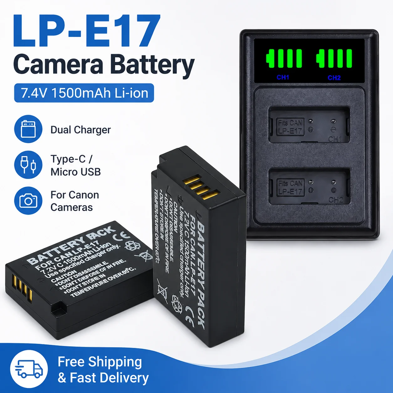 Rechargeable LP-E17 Battery Dual USB Charger Set For Canon EOS R8 RP R50 200D 250D M3 M5 M6 750D 760D T6s 800D T8i
Rechargeable LP-E17 Battery Dual USB Charger Set For Canon EOS R8 RP R50 200D 250D M3 M5 M6 750D 760D T6s 800D T8i