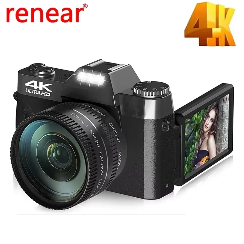 Компактная цифровая фотокамера 4K с 16-кратным цифровым зумом, винтажный видеорегистратор для видеоблогов для YouTube 180 ° Веб-камера с откидным экраном и Wi-Fi
Компактная цифровая фотокамера 4K с 16-кратным цифровым зумом, винтажный видеорегистратор для видеоблогов для YouTube 180 ° Веб-камера с откидным экраном и Wi-Fi