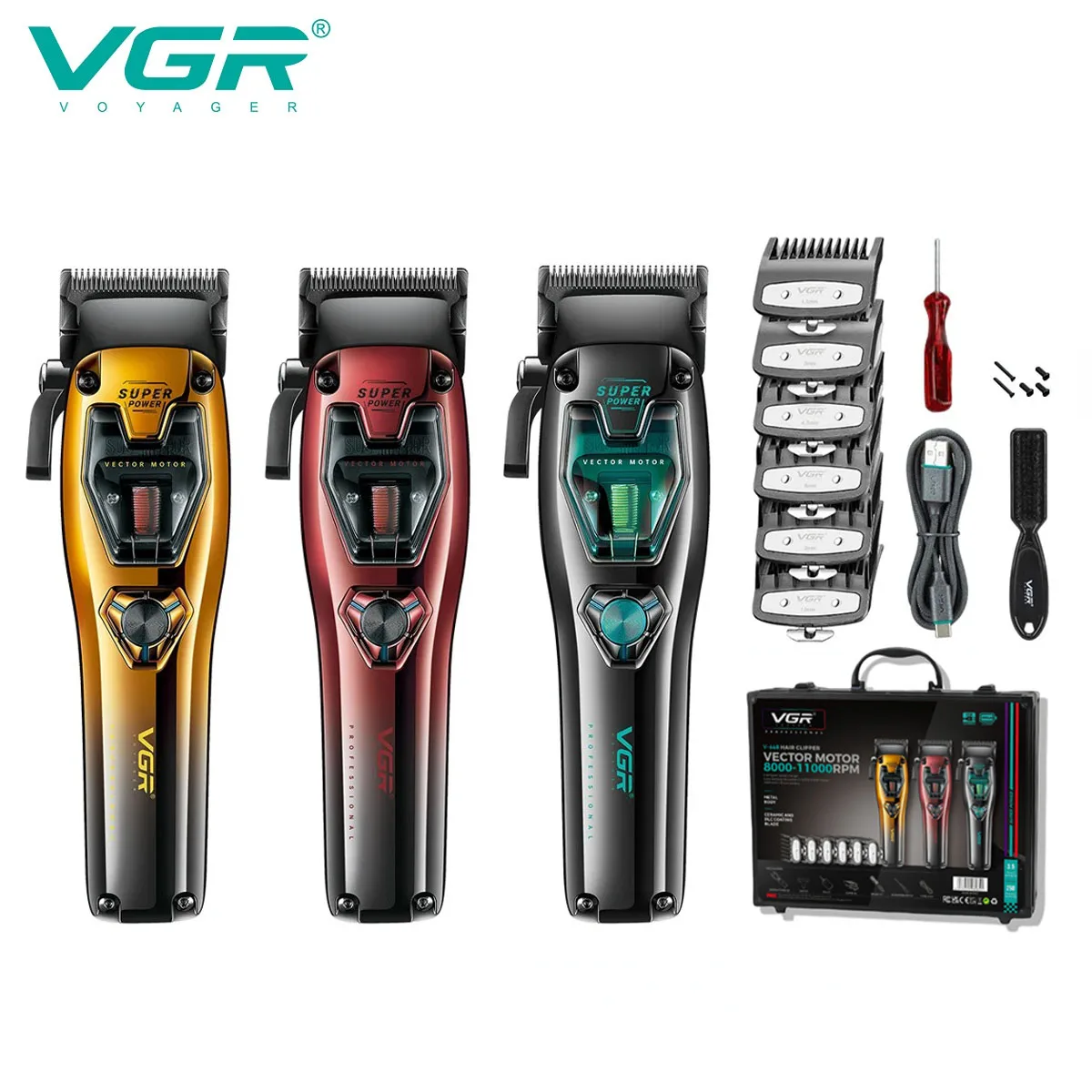 VGR Hair Clipper 11000RPM Vector Motor Professional Hair Cut Machine Electric Cordless Hair Trimmer Metal Trimmers for Men V-668
VGR Hair Clipper 11000RPM Vector Motor Professional Hair Cut Machine Electric Cordless Hair Trimmer Metal Trimmers for Men V-668