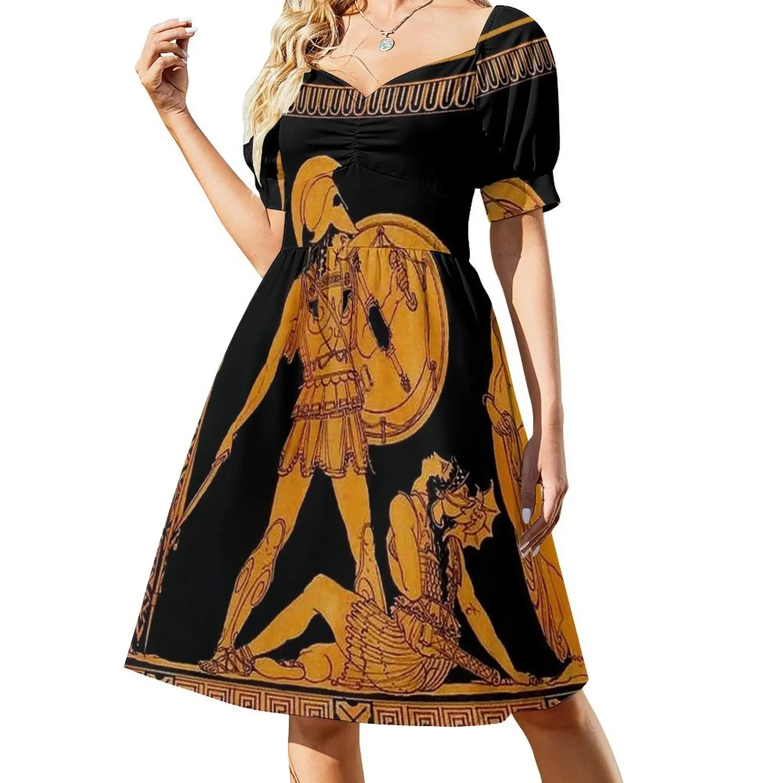 GREECE : Ancient God and Goddess Frieze Print Short-Sleeved Dress Dress vintage elegant dress
GREECE : Ancient God and Goddess Frieze Print Short-Sleeved Dress Dress vintage elegant dress