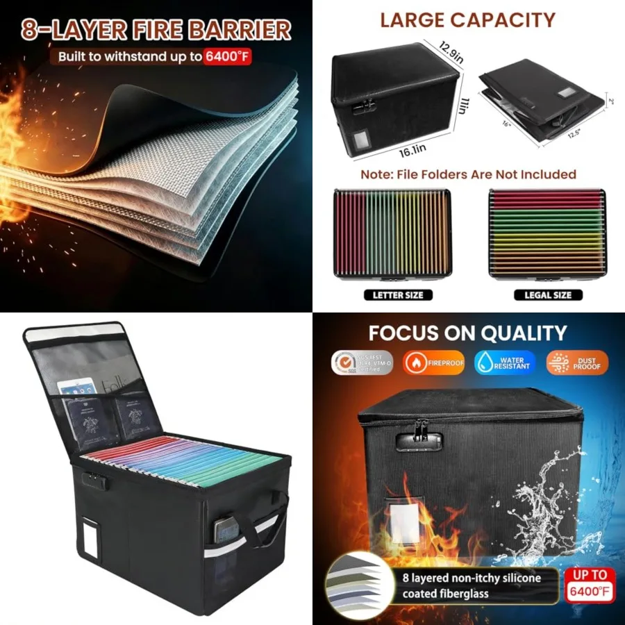 Upgraded 6400°F Fireproof Document File Organizer Box, Fireproof Storage Filing Cabinet with Lock, Portable Office Safe Box for
Upgraded 6400°F Fireproof Document File Organizer Box, Fireproof Storage Filing Cabinet with Lock, Portable Office Safe Box for