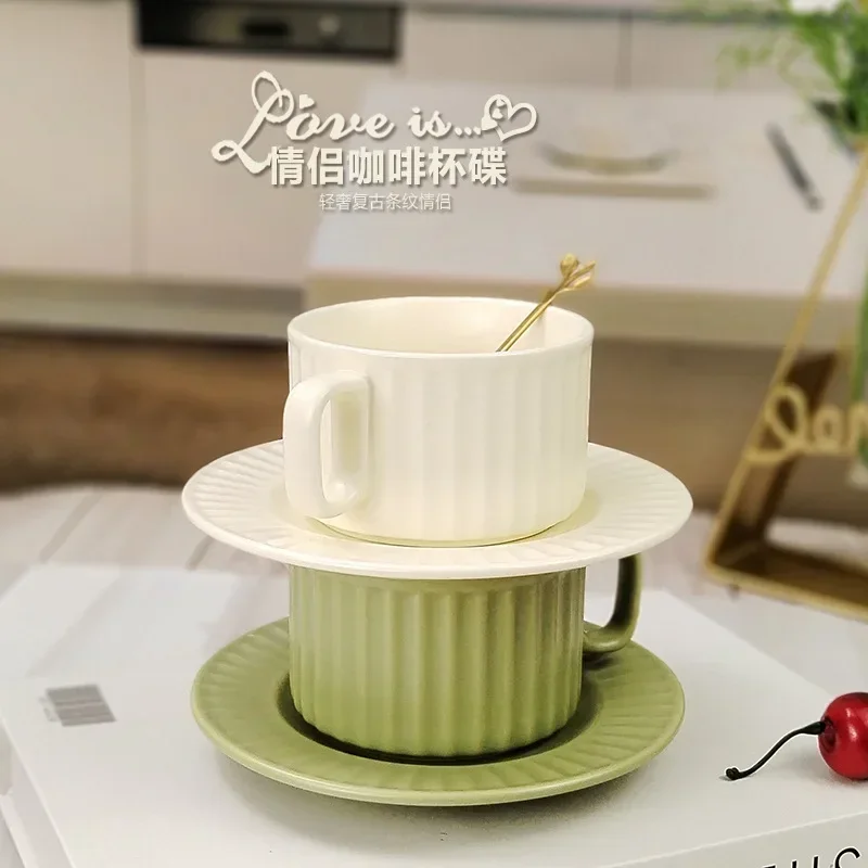 New Solid Color Simple Stripe Ceramic Coffee Cup Saucer Home Office Drinking Tea Milk Cups Tea Cup
New Solid Color Simple Stripe Ceramic Coffee Cup Saucer Home Office Drinking Tea Milk Cups Tea Cup