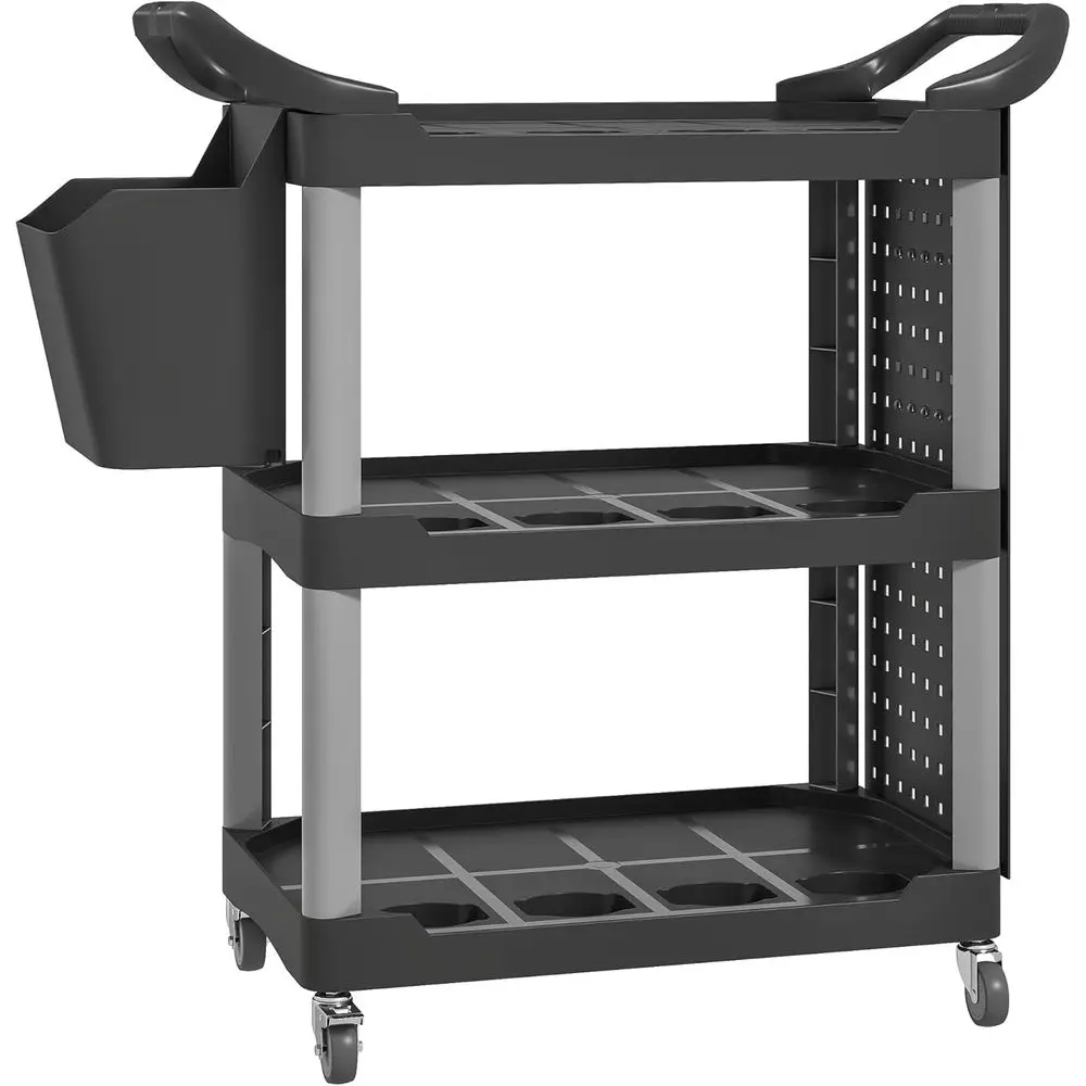 3-Tier Rolling Utility Cart with Pegboards and Buckets, 200 lbs Capacity, Ideal for Service, Garage, and Workshop
3-Tier Rolling Utility Cart with Pegboards and Buckets, 200 lbs Capacity, Ideal for Service, Garage, and Workshop
