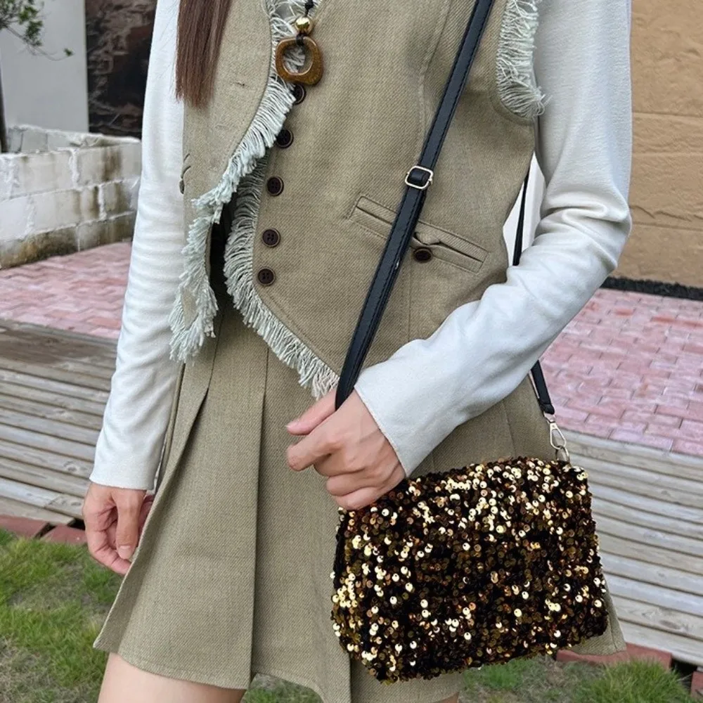 Solid Color Sequins Crossbody Shoulder Bag Simple Design Sparkly Evening Clutch Bags Chain Strap Glamorous Underarm Phone Purse
Solid Color Sequins Crossbody Shoulder Bag Simple Design Sparkly Evening Clutch Bags Chain Strap Glamorous Underarm Phone Purse