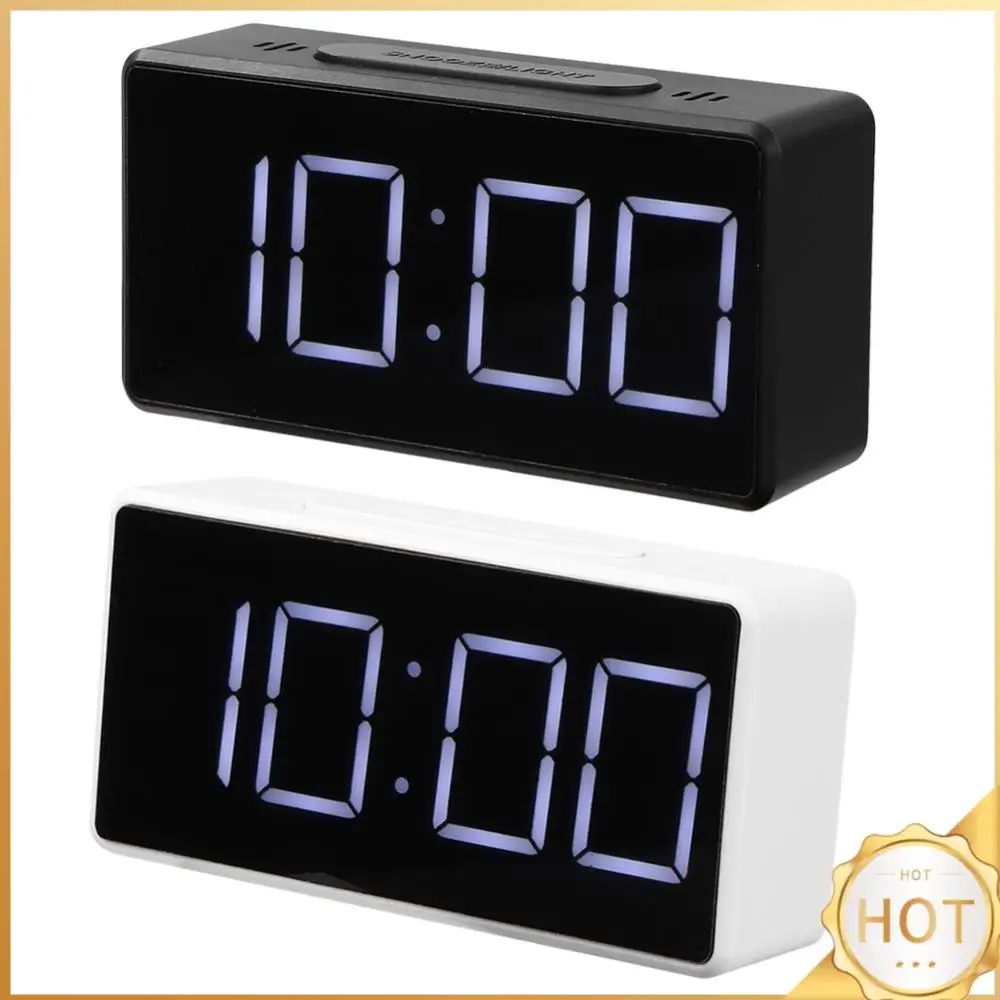 LED Mirror Alarm Clock Digital Snooze Table Clock Up Light Electronic Clock