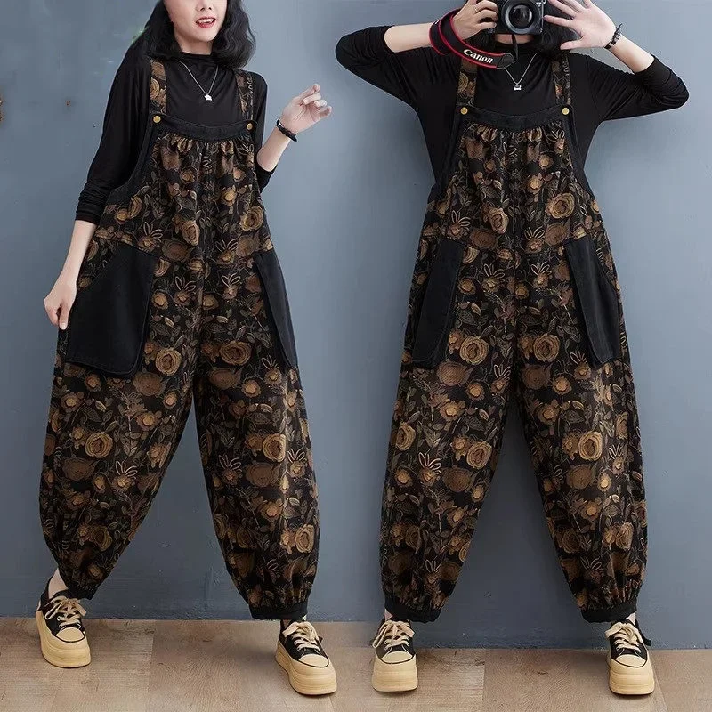 Oversized Denim Strap Pants Women's 2024 Autumn Loose Fitting Casual Fashion Versatile Printed Vintage Jeans Jumpsuits B876
Oversized Denim Strap Pants Women's 2024 Autumn Loose Fitting Casual Fashion Versatile Printed Vintage Jeans Jumpsuits B876