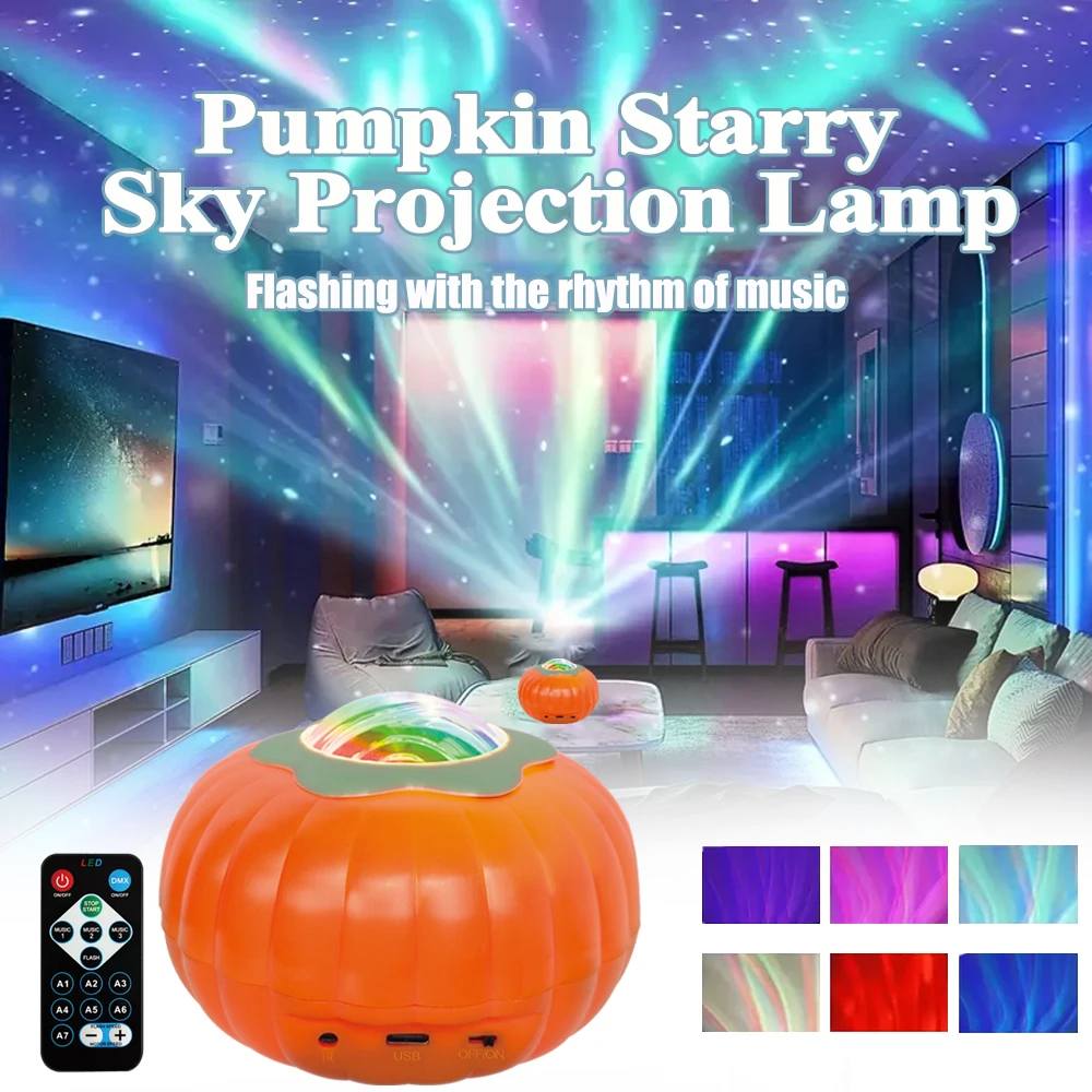 LED Starry Sky Pumpkin Projector Light With Remote Control And Sound-Controlled Auto Rotating Aurora Night Light for Halloween
LED Starry Sky Pumpkin Projector Light With Remote Control And Sound-Controlled Auto Rotating Aurora Night Light for Halloween