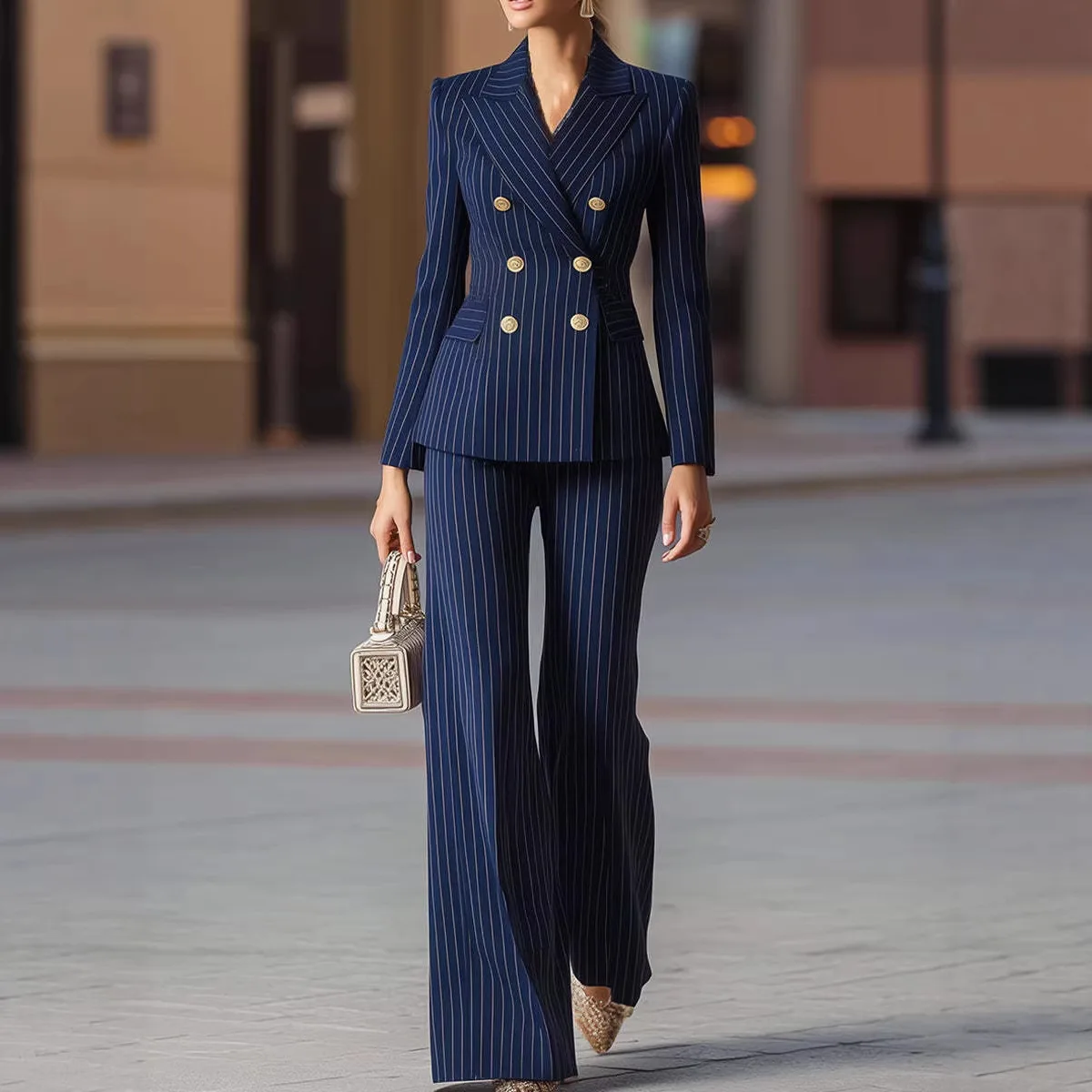 Autumn Pant Suit Women Striped Female Business Work Wear Jacket Blazer Trouser Formal 2 Piece Set Women's Clothing
Autumn Pant Suit Women Striped Female Business Work Wear Jacket Blazer Trouser Formal 2 Piece Set Women's Clothing