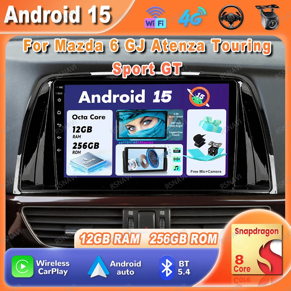 Car Radio Android 15 For Mazda 6 GJ Atenza Touring Sport GT Qualcomm WIFI+4G 9/10 Inch NO 2DIN 360 Camera Navigation 8 Core AUTO
Car Radio Android 15 For Mazda 6 GJ Atenza Touring Sport GT Qualcomm WIFI+4G 9/10 Inch NO 2DIN 360 Camera Navigation 8 Core AUTO