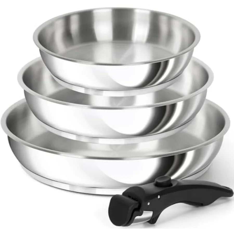 Stainless Steel Frying Pan Set Cooking Pans with Removable Handle Triply Base Stainless Steel Pan Set Induction Compatible Skil
Stainless Steel Frying Pan Set Cooking Pans with Removable Handle Triply Base Stainless Steel Pan Set Induction Compatible Skil