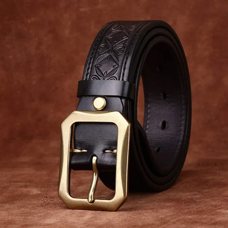3.8CM Thick Cowhide Copper Buckle Genuine Leather Casual Jeans Belt Men High Quality Embossing Retro Luxury Male Strap Cintos
3.8CM Thick Cowhide Copper Buckle Genuine Leather Casual Jeans Belt Men High Quality Embossing Retro Luxury Male Strap Cintos