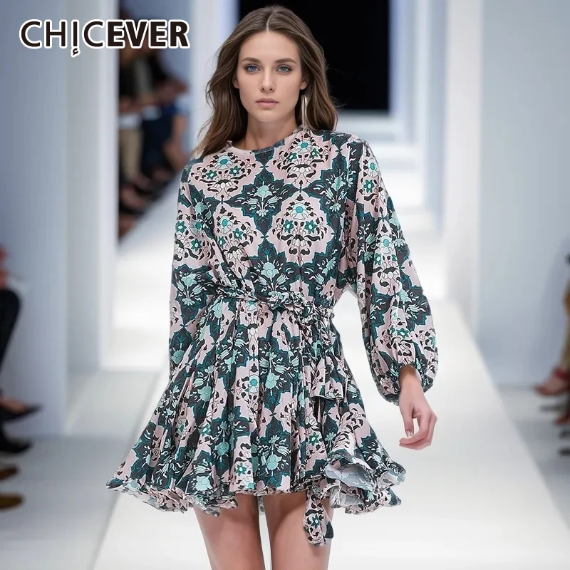 CHICEVER Print Vintage Dress For Women O Neck Lantern Sleeves High Waist spliced Lace Up folds Elegant mini Dresses Female 2024
CHICEVER Print Vintage Dress For Women O Neck Lantern Sleeves High Waist spliced Lace Up folds Elegant mini Dresses Female 2024