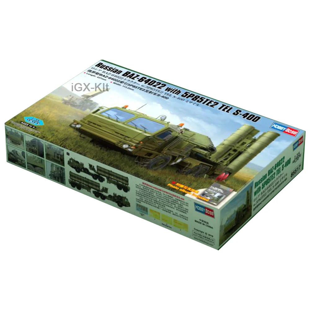Hobbyboss 85517 1/35 Scale Russian BAZ64022 BAZ-64022 W/ 5P85TE2 TEL S-400 Hobby Craft Toy Plastic Model Building Kit
Hobbyboss 85517 1/35 Scale Russian BAZ64022 BAZ-64022 W/ 5P85TE2 TEL S-400 Hobby Craft Toy Plastic Model Building Kit