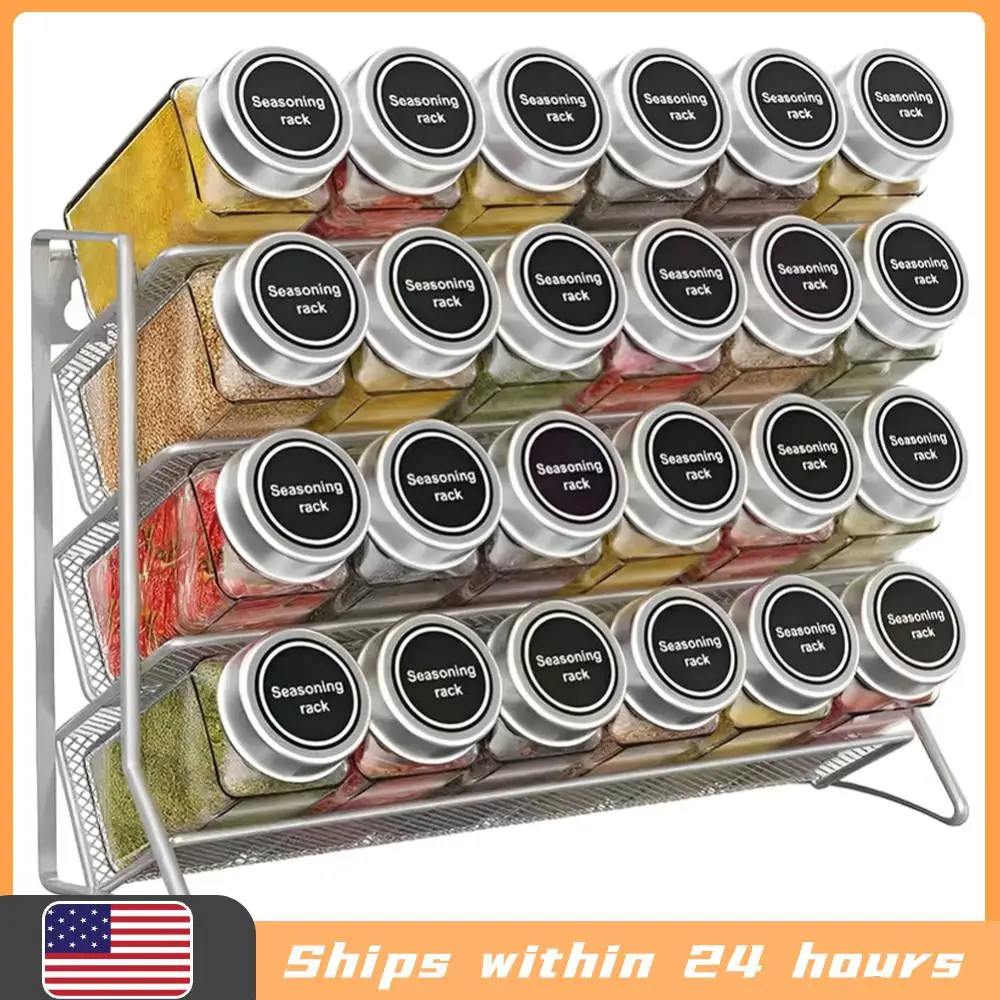 4 Tier Spice Jar Rack Wall Mounted Herb Container Holder Carbon Steel Spice Seasoning Organizer for Small Can Storage
4 Tier Spice Jar Rack Wall Mounted Herb Container Holder Carbon Steel Spice Seasoning Organizer for Small Can Storage