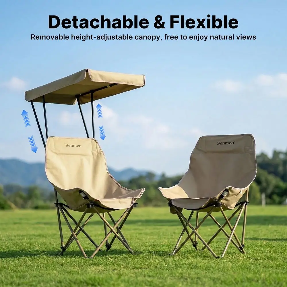 Outdoor Chair Designed For Camping, Featuring An Adjustable Sunshade Canopy, Ergonomic 45 Design, Sturdy Frame With A Side Stor
Outdoor Chair Designed For Camping, Featuring An Adjustable Sunshade Canopy, Ergonomic 45 Design, Sturdy Frame With A Side Stor
