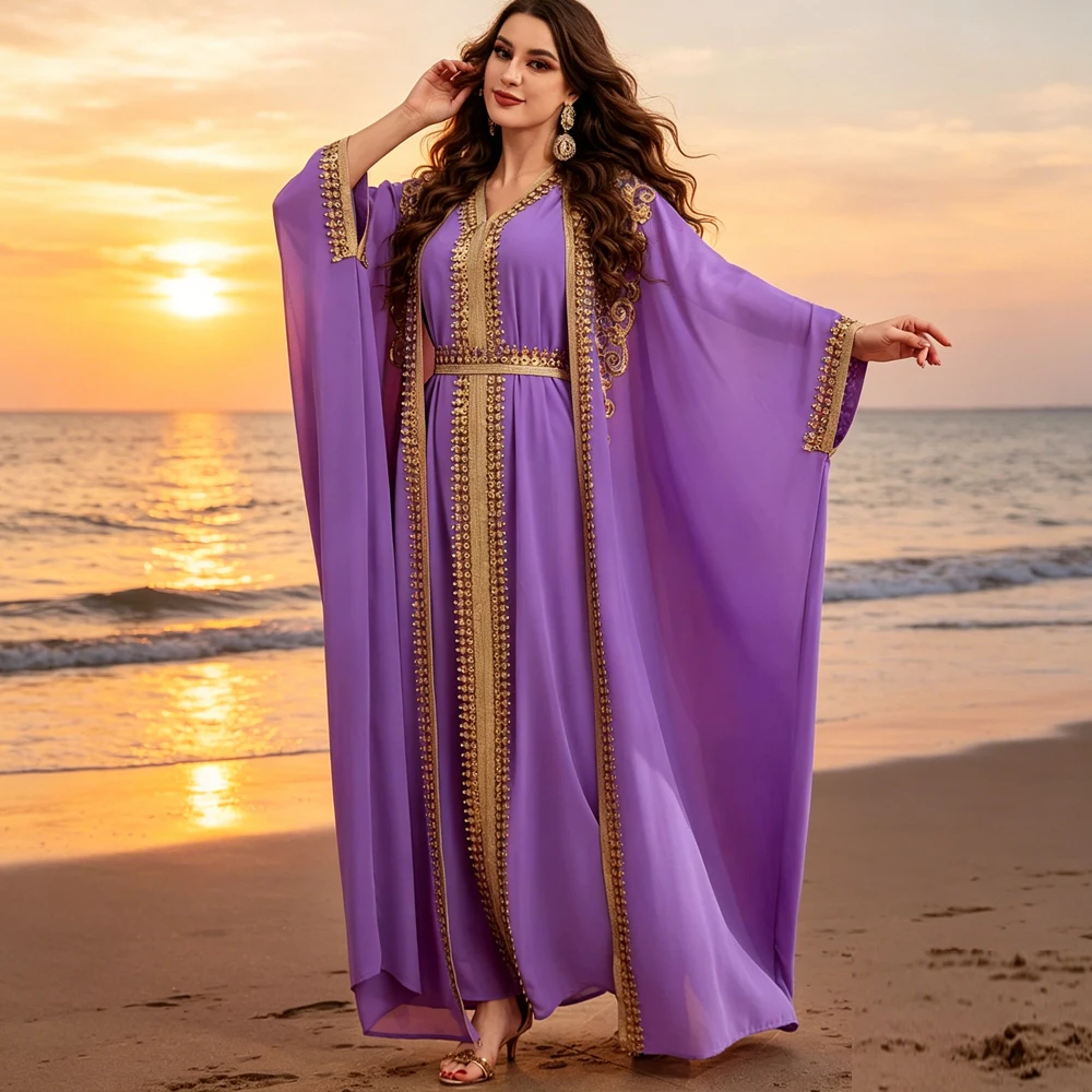 Luxury Dubai Abayas Muslim Set for Women 2 Piece Kimono Turkey Kaftan Muslim Wedding Evening Dress Morocco Eid Jalabiya Caftan
Luxury Dubai Abayas Muslim Set for Women 2 Piece Kimono Turkey Kaftan Muslim Wedding Evening Dress Morocco Eid Jalabiya Caftan