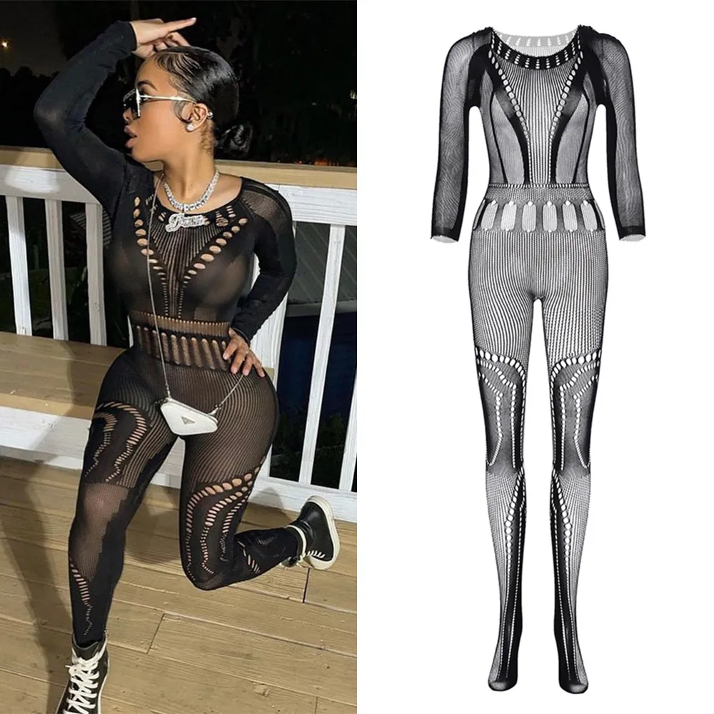Women's Transparent Full Bodystocking Black Fishnet Lingerie Adult Female Jumpsuit Night Club Outfits Erotic Skinny Rompers
Women's Transparent Full Bodystocking Black Fishnet Lingerie Adult Female Jumpsuit Night Club Outfits Erotic Skinny Rompers