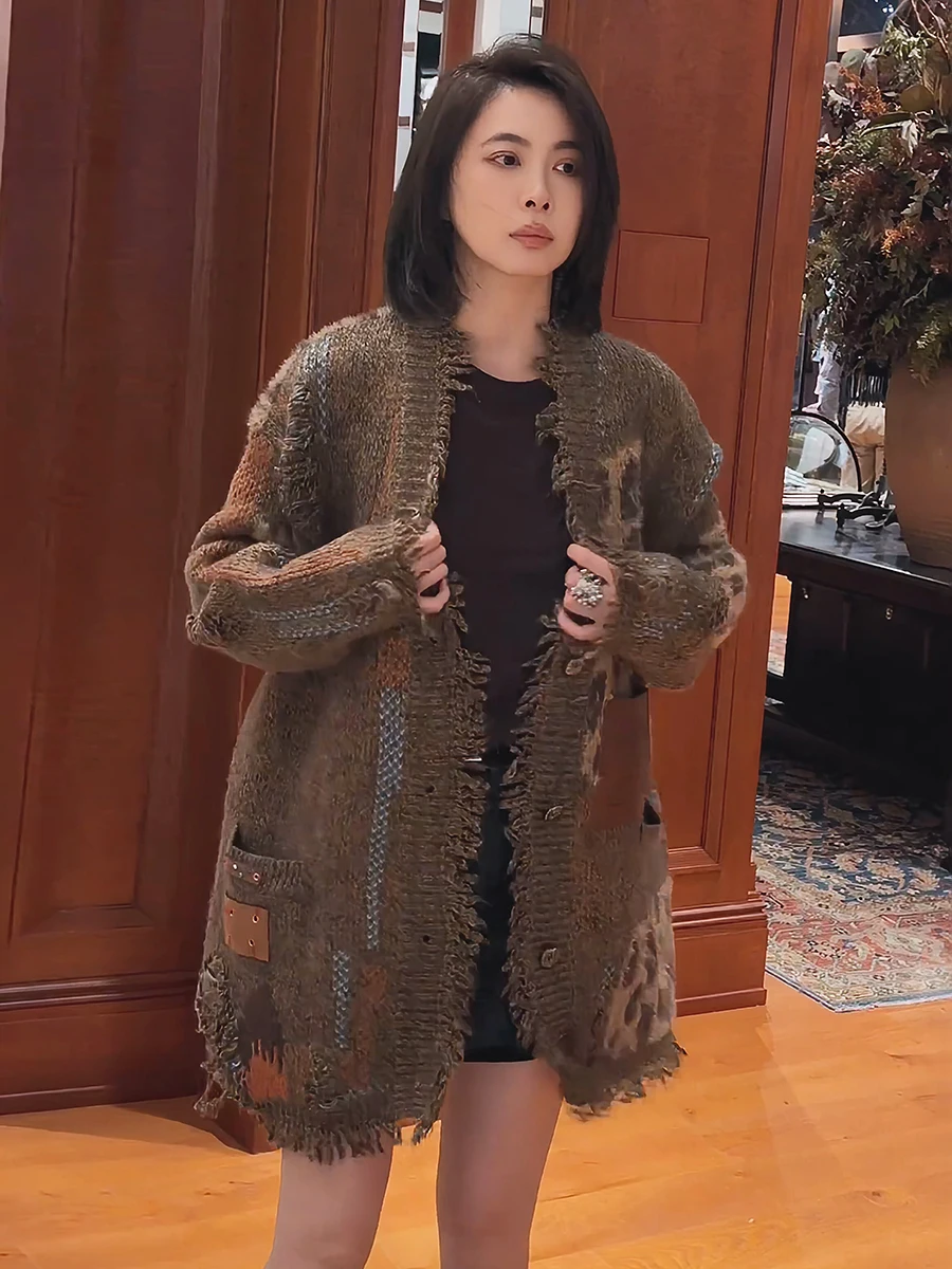 Ретро-жакет из трикотажа с леопардовым принтом и пэчворком, женское свободное пальто на весну, новинка, маленький размер, V-образный вырез, длинный рукав
Ретро-жакет из трикотажа с леопардовым принтом и пэчворком, женское свободное пальто на весну, новинка, маленький размер, V-образный вырез, длинный рукав