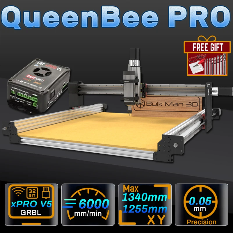 BulkMan3D QueenBee PRO CNC Engraver xPRO V5 GRBL 4-Axis Dual Rails CNC Machine for Wood Metal Acrylic Milling Precise DIY Tool
BulkMan3D QueenBee PRO CNC Engraver xPRO V5 GRBL 4-Axis Dual Rails CNC Machine for Wood Metal Acrylic Milling Precise DIY Tool