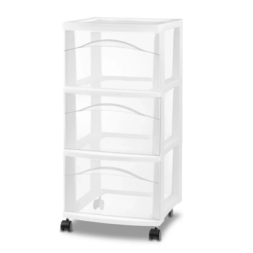 Plastic 3 Drawer Storage Organizer with Wheels,3 Tier White Drawer Cart,Storage Bins with Drawers for bedroom,Closet,Nursery
Plastic 3 Drawer Storage Organizer with Wheels,3 Tier White Drawer Cart,Storage Bins with Drawers for bedroom,Closet,Nursery