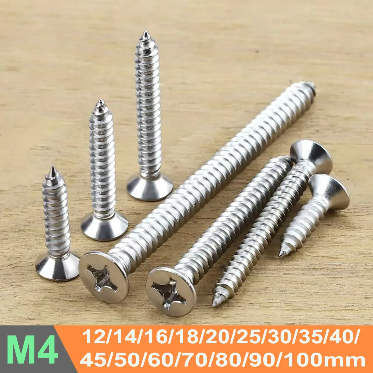 100-1000pcs Flat Head Self Tapping Screw Phillips 304 Stainless Steel M4*12/14/16/18/20/25/30/35/40/45/50/60/70/80/90/100mm
100-1000pcs Flat Head Self Tapping Screw Phillips 304 Stainless Steel M4*12/14/16/18/20/25/30/35/40/45/50/60/70/80/90/100mm