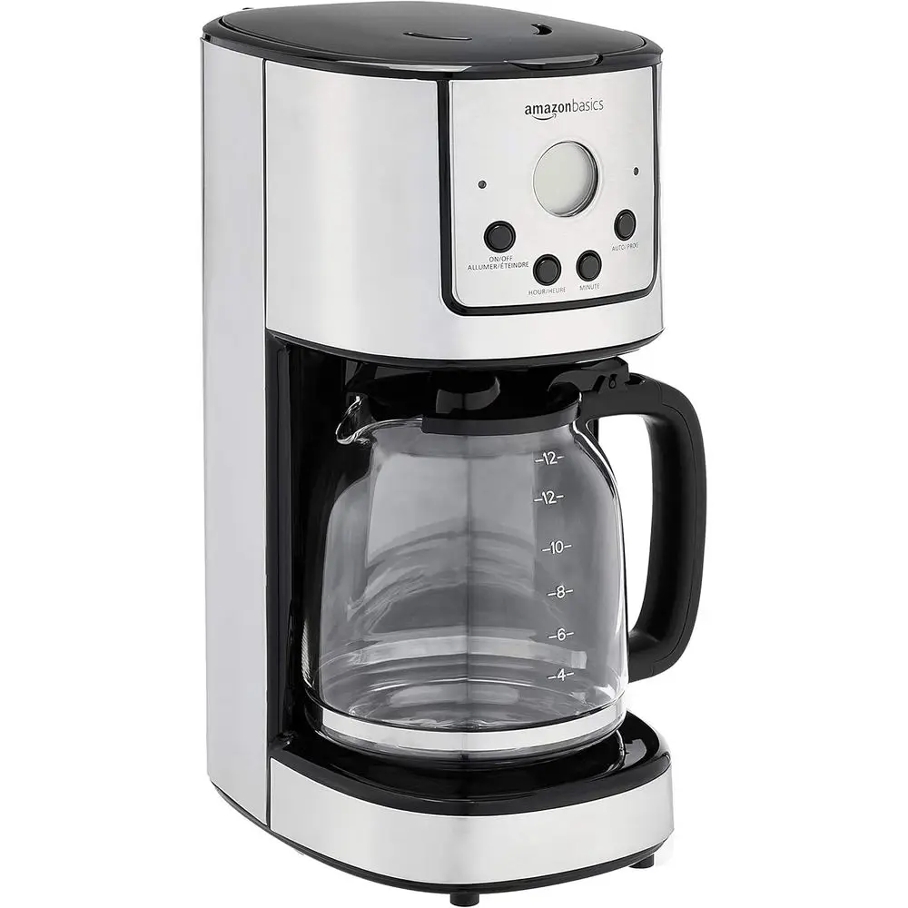 Programmable Coffeemaker with Carafe and Reusable Filter, Stainless Steel, 12 Cups, Black
Programmable Coffeemaker with Carafe and Reusable Filter, Stainless Steel, 12 Cups, Black