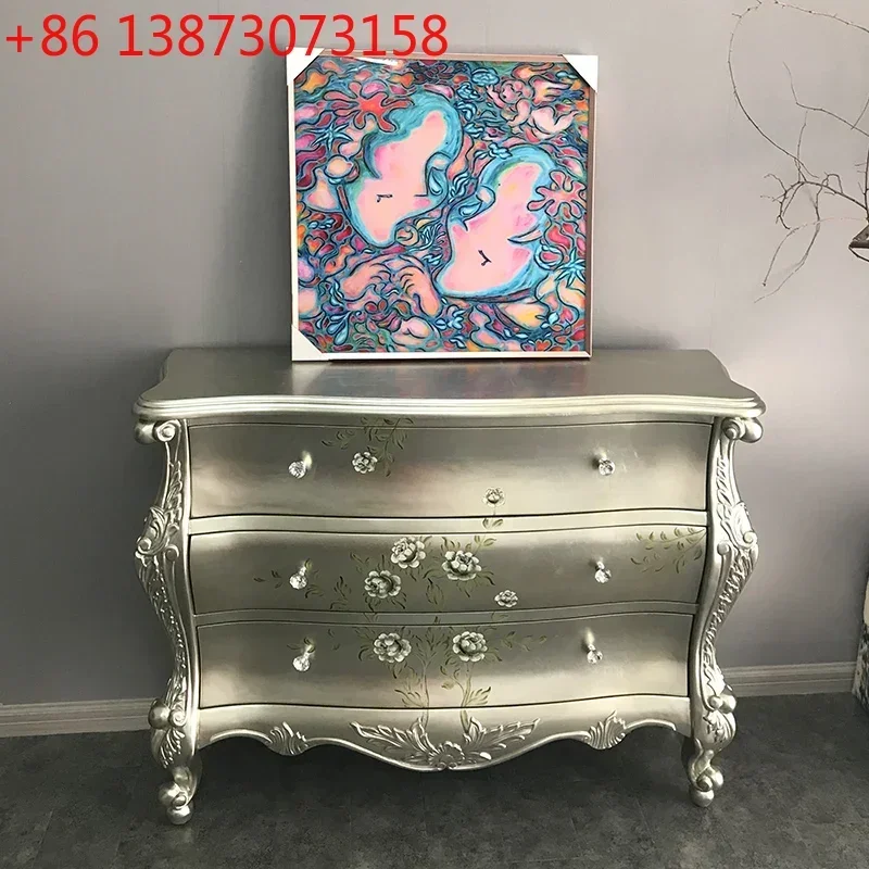 European neoclassical entrance cabinet, living room light luxury dining side cabinet, champagne color
European neoclassical entrance cabinet, living room light luxury dining side cabinet, champagne color