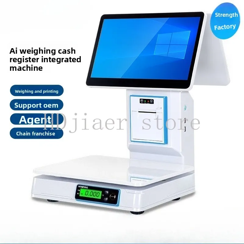 Ai recognition weighing supermarket dual screen touch cash register integrated machine fruit fresh scale cash register system
Ai recognition weighing supermarket dual screen touch cash register integrated machine fruit fresh scale cash register system