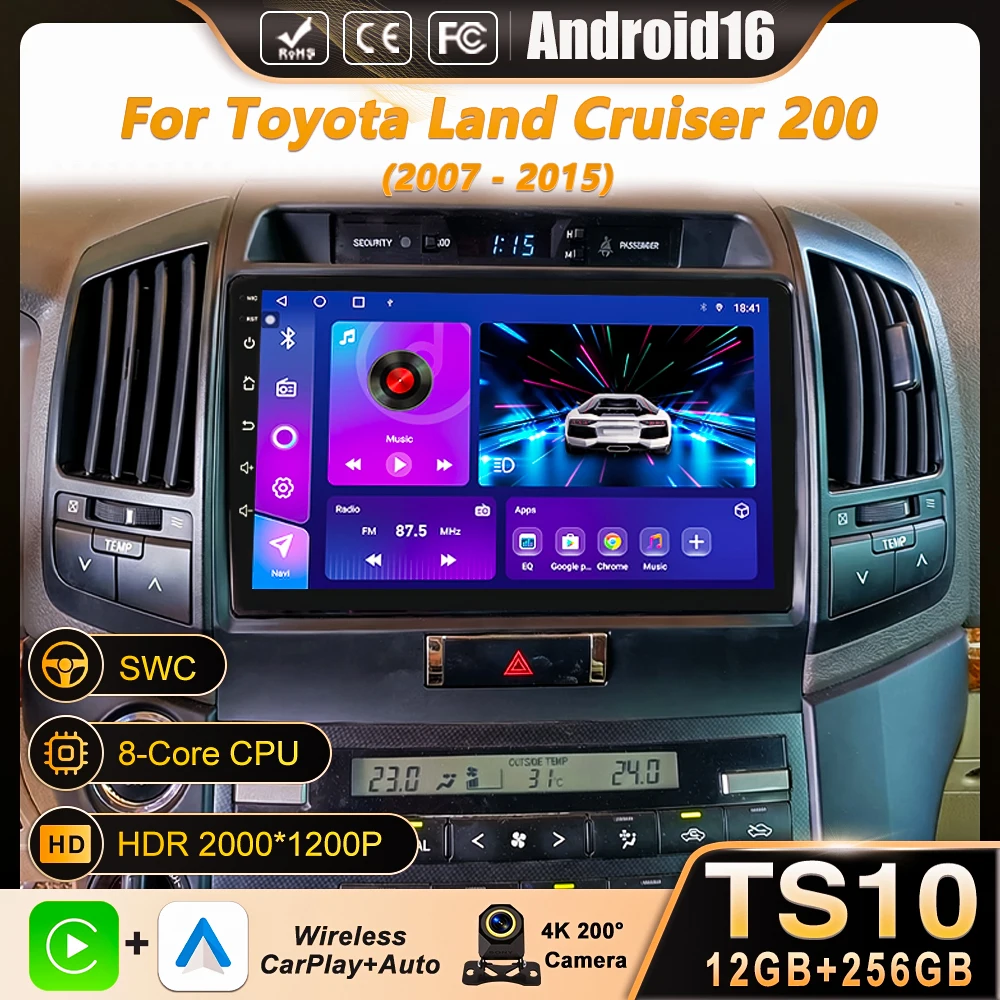 Android 16 Carplay Auto For Toyota Land Cruiser 11 200 2007 2008 2009 2010 2011- 2015 Car Radio Multimedia Player Stereo GPS DSP
Android 16 Carplay Auto For Toyota Land Cruiser 11 200 2007 2008 2009 2010 2011- 2015 Car Radio Multimedia Player Stereo GPS DSP